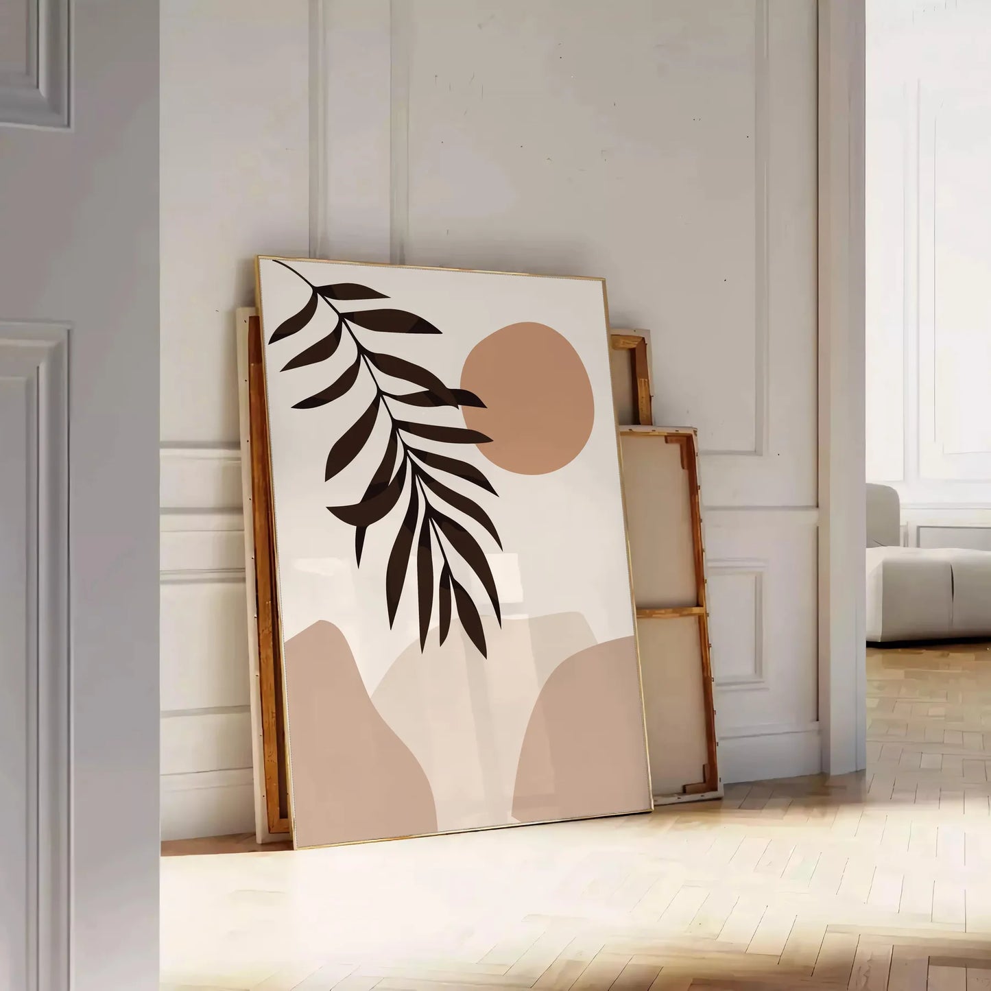 space Boho Print Poster black orange tones Abstract Art 16 design essence modern elegance perfect wall addition unique gift different options